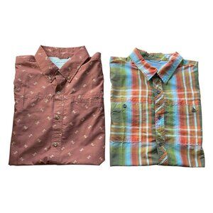 Eddie Bauer Size XL Classic Fit Plaid Casual Outdoor Shirts Short Sleeves 2-PC
